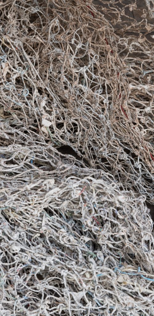 Detail of the net from the work "Nœuds d’écoute / Listening Knots" at Oboro, Montreal, 2019